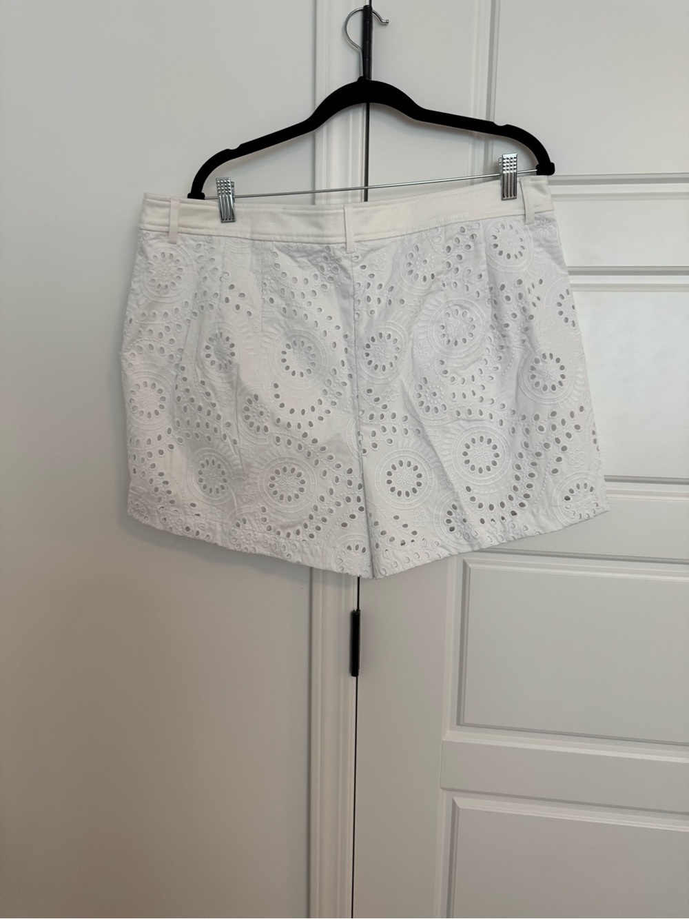 Express White Eyelet Cotton Cargo Shorts